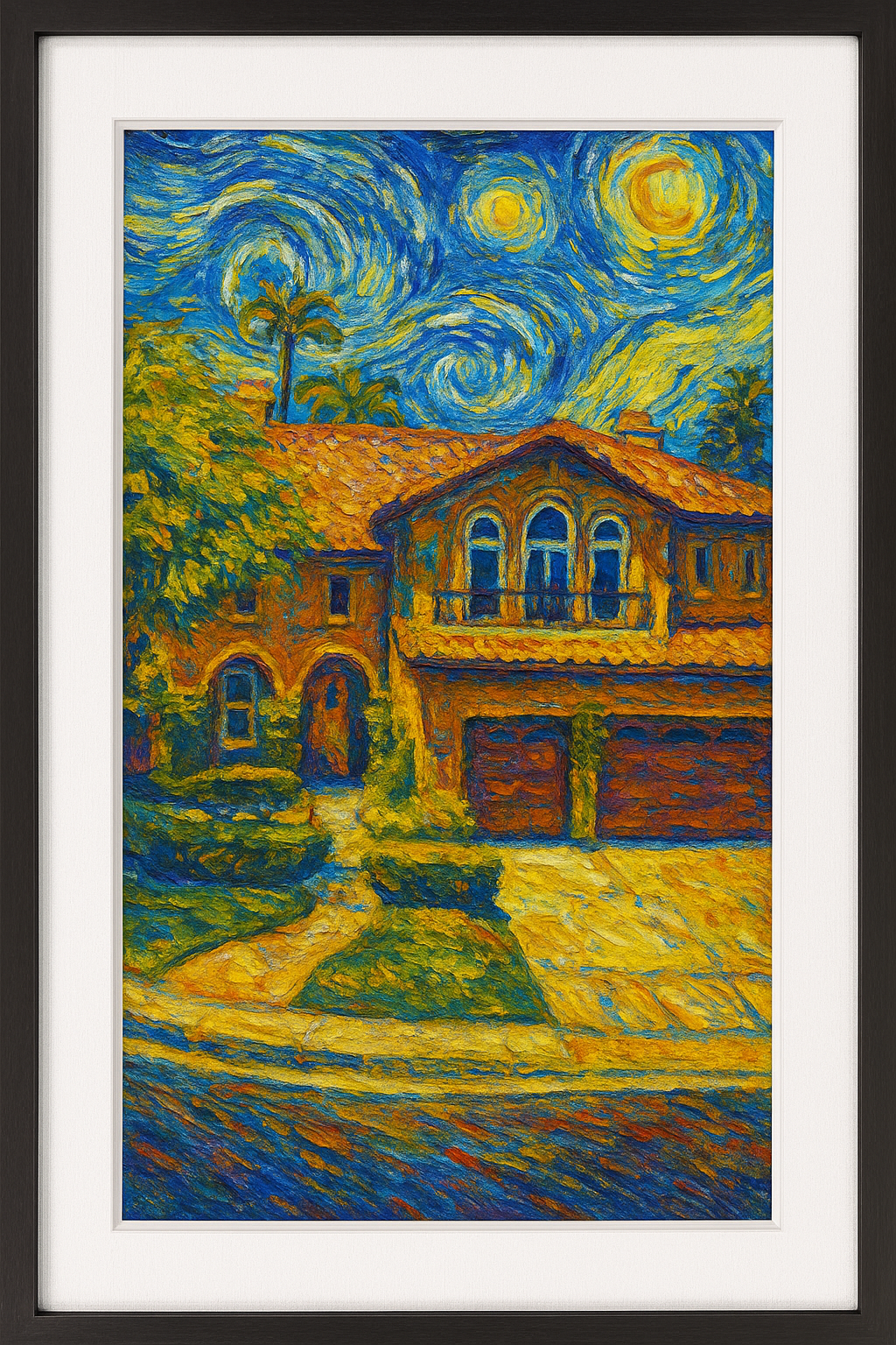 Van Gogh–Inspired 11×14 Framed Print, Featuring an 8×10 Portrait of Your Client’s New Home