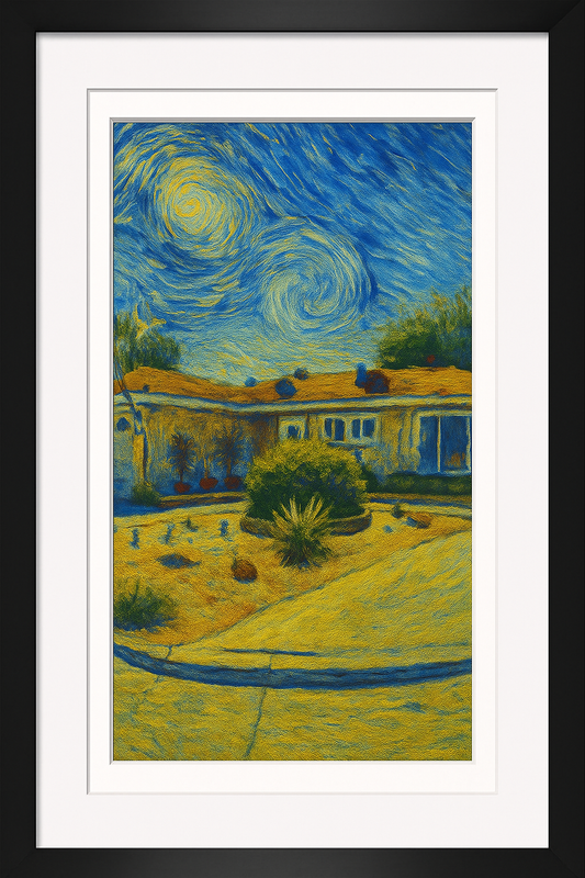 Van Gogh–Inspired 11×14 Framed Print, Featuring an 8×10 Portrait of Your Client’s New Home